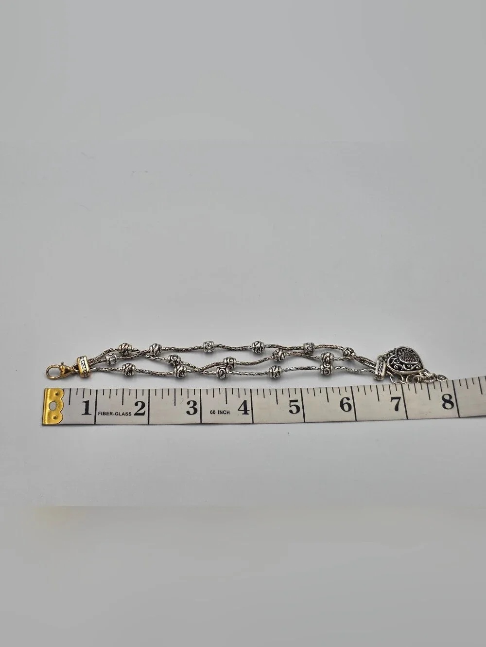 Brighton Silver Heart Swarovski Pave Crystal Charm Multi-Strand Bracelet - Picture 4 of 4